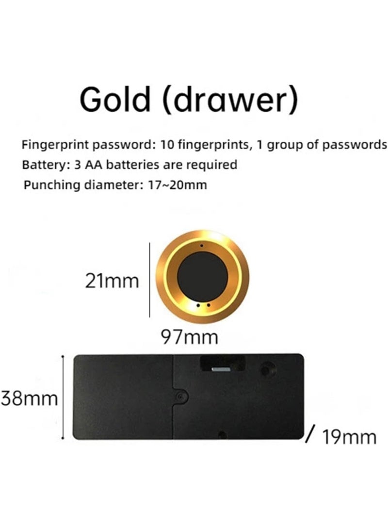 Smart Electronic Drawer Lock with Fingerprint Access – Suitable for Storage Cabinets, File Drawers, and Furniture Doors – Gold - Image 2