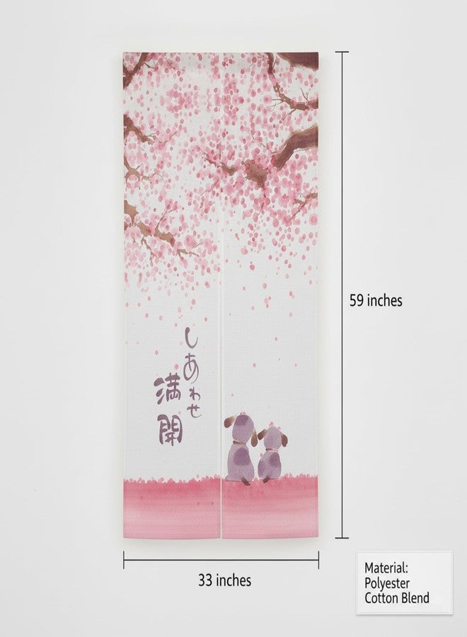 I-MART Noren Doorway Curtain 59"x33" - Happy Dogs Cherry Blossom Design, Japanese Door Curtain for Home, Kitchen, Bedroom, Office, Decorative Doorway Curtain for Doors and Rooms - Image 4