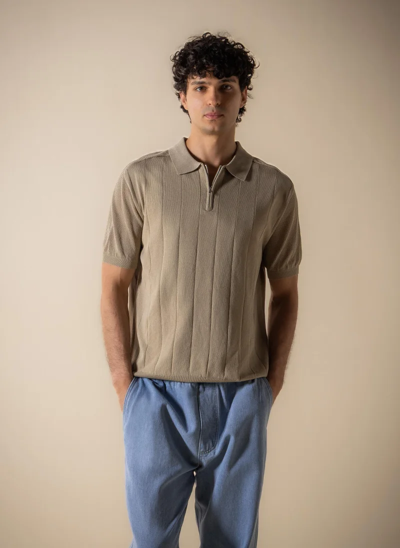 شايبس TEXTURED POLO SHIRT WITH ZIP