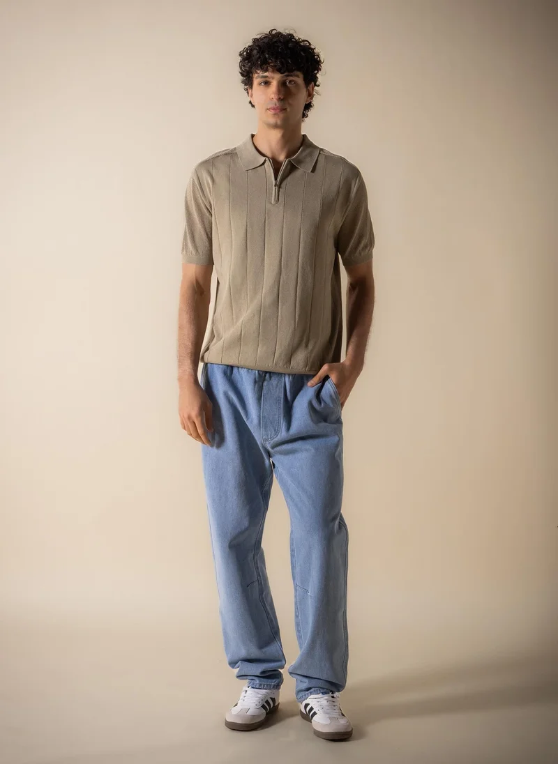 شايبس TEXTURED POLO SHIRT WITH ZIP