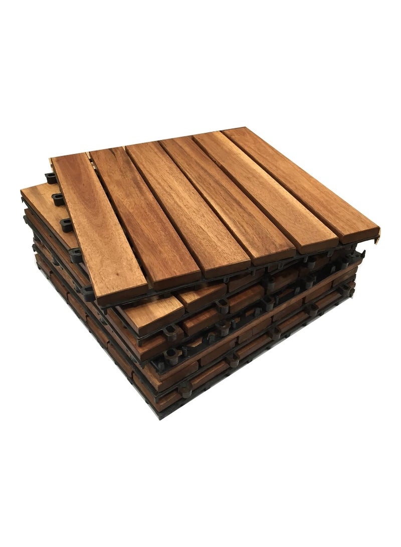 DubaiGallery Solid Wood Interlocking Flooring Tiles Acacia Deck Tiles, Floor Tiles for Both Indoor and Outdoor Use, Waterproof All Weather 5 Slat - Image 4