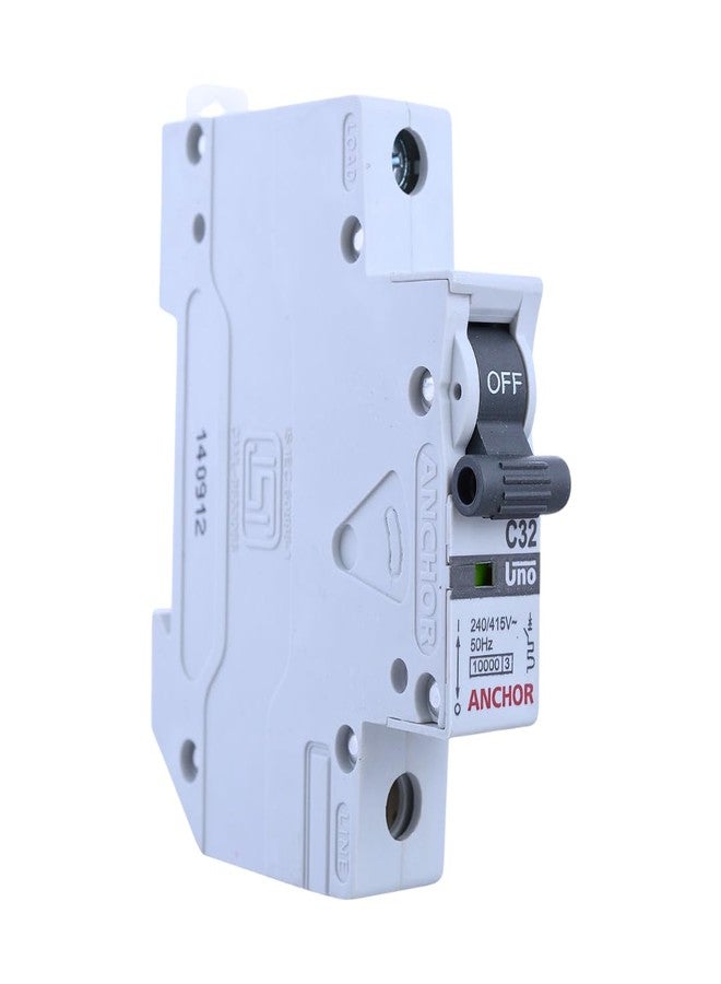 Anchor by Panasonic 98006 Polycarbonate 1 Pole UNO Series MCB, 32 Ampere, White - Image 1