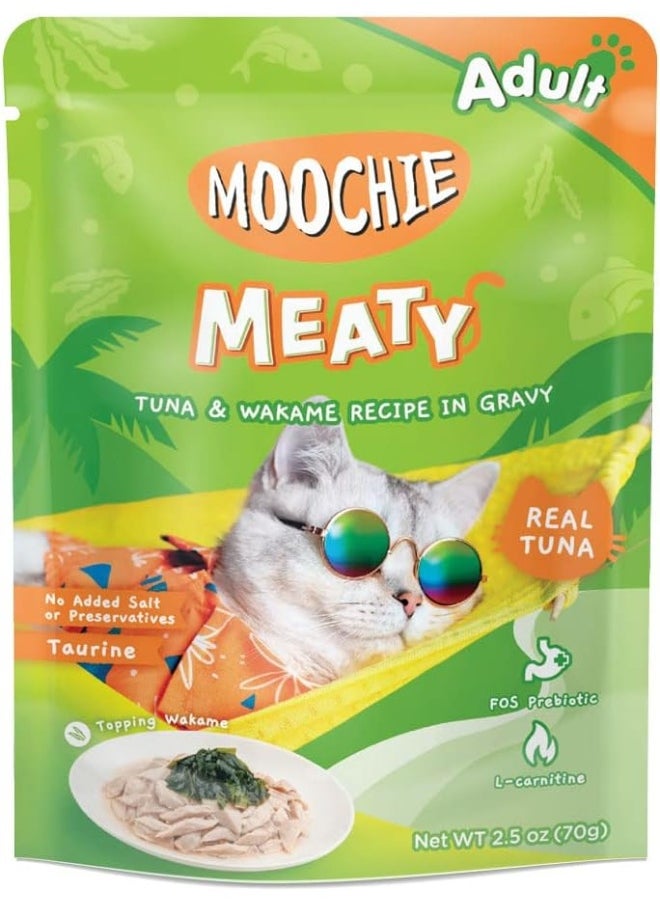 MOOCHIE Cat Food Tuna And Wakame Recipe In Gravy Pouch 70G (12 Pouch)  - Image 1