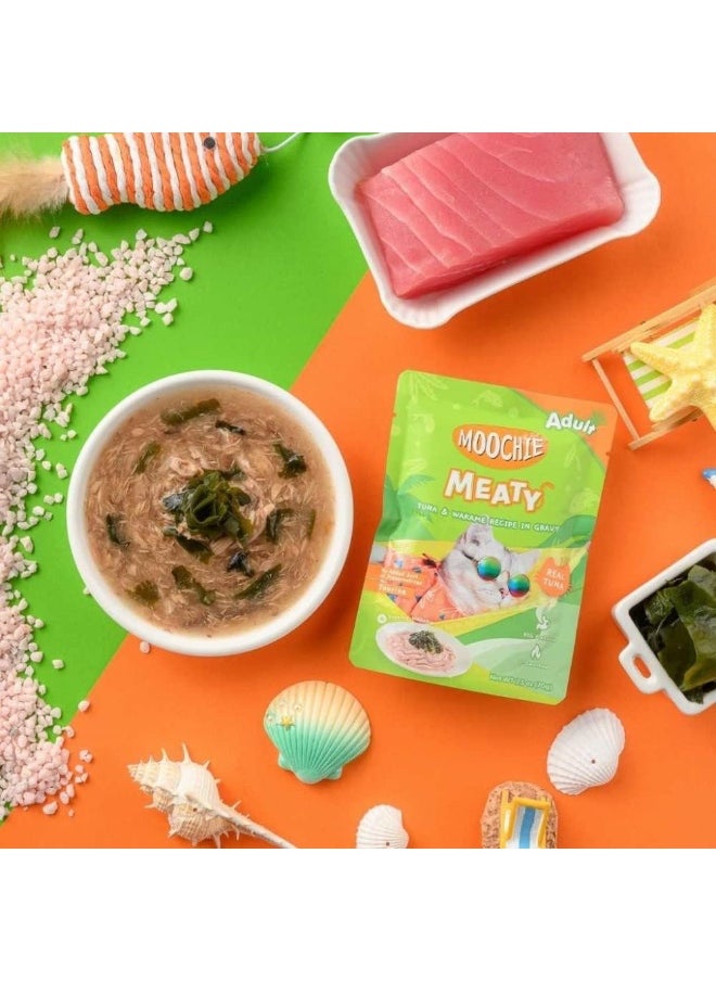 MOOCHIE Cat Food Tuna And Wakame Recipe In Gravy Pouch 70G (12 Pouch)  - Image 2