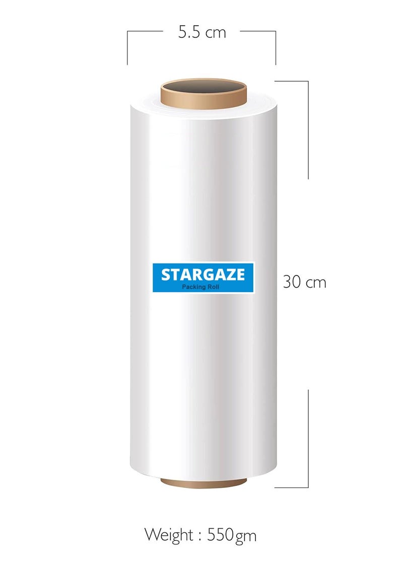Stargaze 12 inch (30cm) x 100 Meters Transparent stretch Film wrap Roll for Packing. 570 Grams in weight. (Pack of 1) - Image 2