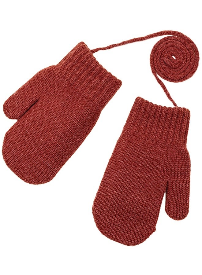 PLZSITDOWN Toddler Winter Mittens Solid Knitted Cold Protection Magic Gloves Mitten for Boys Girls Red - Image 1