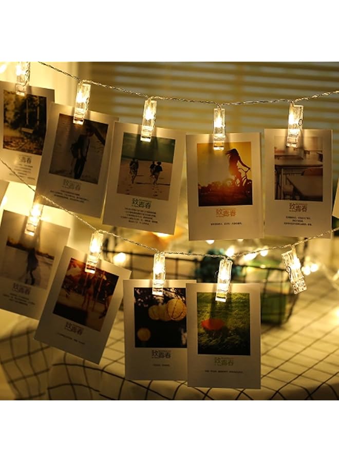 إيروريكس 20 مصباح سلسلة صور LED مع مشبك USB، مصابيح خرافية مثالية لتعليق الصور والملاحظات والأعمال الفنية وديكور الغرفة والهدايا والحفلات، ضوء أبيض دافئ - Image 2