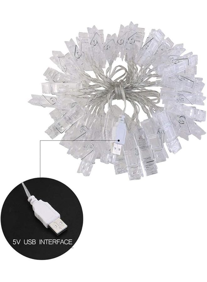 إيروريكس 20 مصباح سلسلة صور LED مع مشبك USB، مصابيح خرافية مثالية لتعليق الصور والملاحظات والأعمال الفنية وديكور الغرفة والهدايا والحفلات، ضوء أبيض دافئ - Image 3