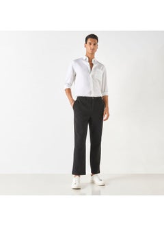 Iconic Iconic Textured Pants with Semi-Elasticated Waistband and Pockets  - Image 2
