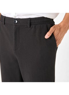 Iconic Iconic Textured Pants with Semi-Elasticated Waistband and Pockets  - Image 4