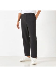 Iconic Iconic Textured Pants with Semi-Elasticated Waistband and Pockets  - Image 1