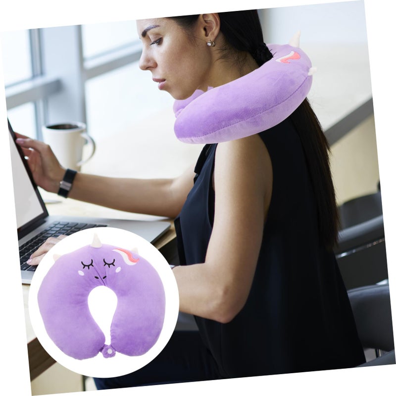 Unicorn U Shaped Memory Foam Travel Neck Pillow For Car Sleep Office Airplane Support Soft Comfort Violet - Image 5