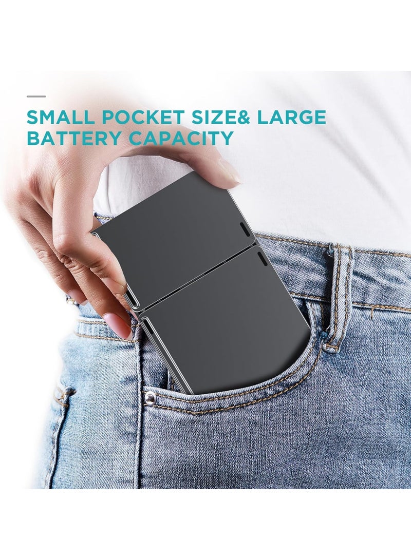 Foldable Bluetooth Keyboard with Touchpad - Portable Wireless Keyboard with Stand Holder, Rechargeable Full Size Ultra Slim Pocket Folding Keyboard for Android Windows IOS Tablet & Laptop-Gray - Image 3