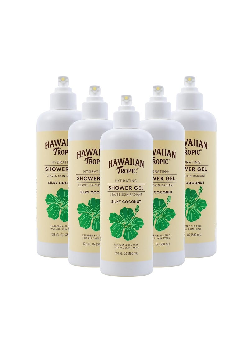 Hawaiian Tropic - Hawaiian Tropic Hydrating Shower Gel Body Wash 5 Pack 380ml Bottle Silky Coconut Scent Sulfate Free Paraben Free Hotel Bathroom Amenities Bulk Size Air Bnb Guest Bathroom Essentials Airbnb - Image 1