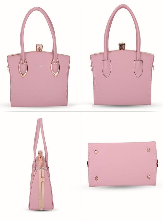 SIBY Square Diamond Hand Messenger Bag - PU Leather, Waterproof Crossbody Bag, 4 Compartments for Women (Pink) - Image 5