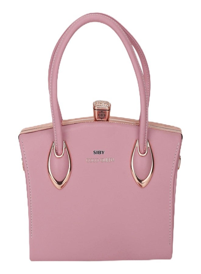 SIBY Square Diamond Hand Messenger Bag - PU Leather, Waterproof Crossbody Bag, 4 Compartments for Women (Pink) - Image 1