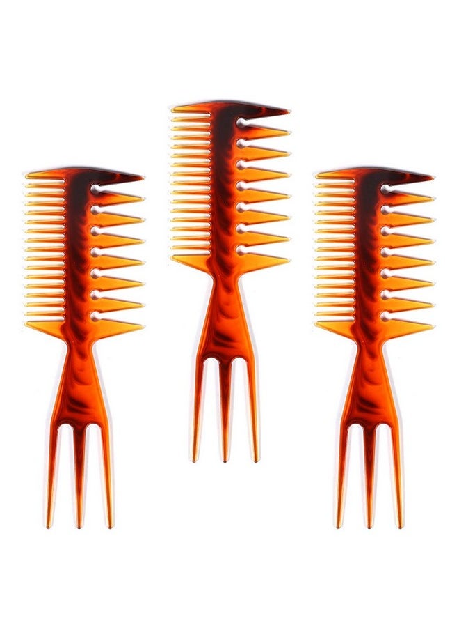 lasenersm 3 Pieces Fish Comb 3 In 1 Double Side Fish Tail Bone Shape Plastic Comb Hair Pick Comb Tool Structure Super Styler Tool Comb For Hair Coloring Highlighting Balayage Microbraiding  - Image 2