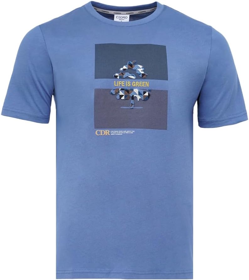 CEDRO تي شيرت رجالي من سيدرو بياقة دائرية بتصميم فريد وراحة - Image 1