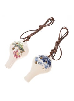 SYOSI Ceramic Ocarina White Porcelain, 2 Pcs 6- Hole Pendant Ocarinas with Lotus Pattern Introductory Alto Key Ocarinas Flutes for Beginner Children, as shown  - Image 1