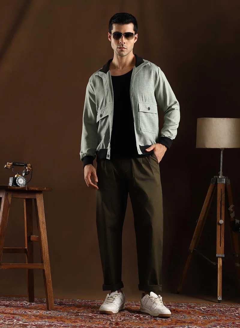 CAHOOT  Men's Sage Green Tactile-Utility Bomber Jacket for Men | Best Price UAE