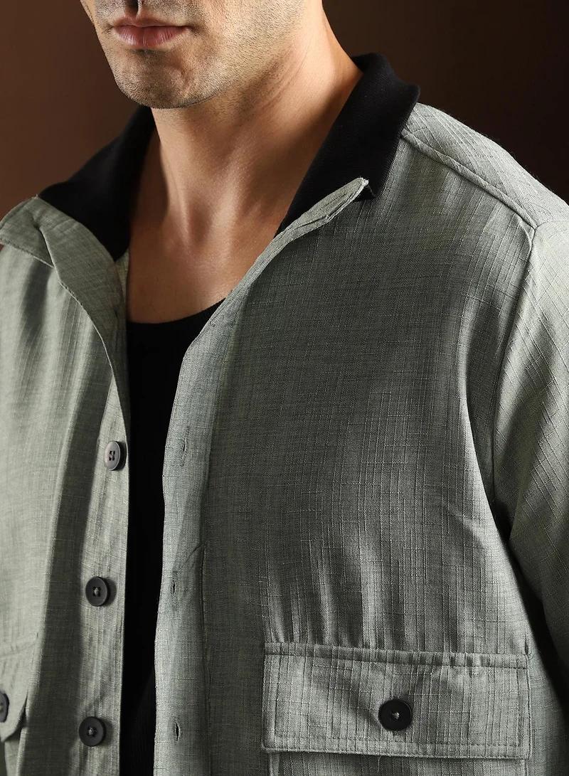 CAHOOT  Men's Sage Green Tactile-Utility Bomber Jacket for Men | Best Price UAE
