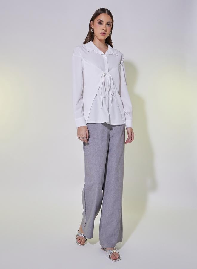 تايك تو قميص لف بأكمام طويلة مع تفاصيل ربط - Image 2