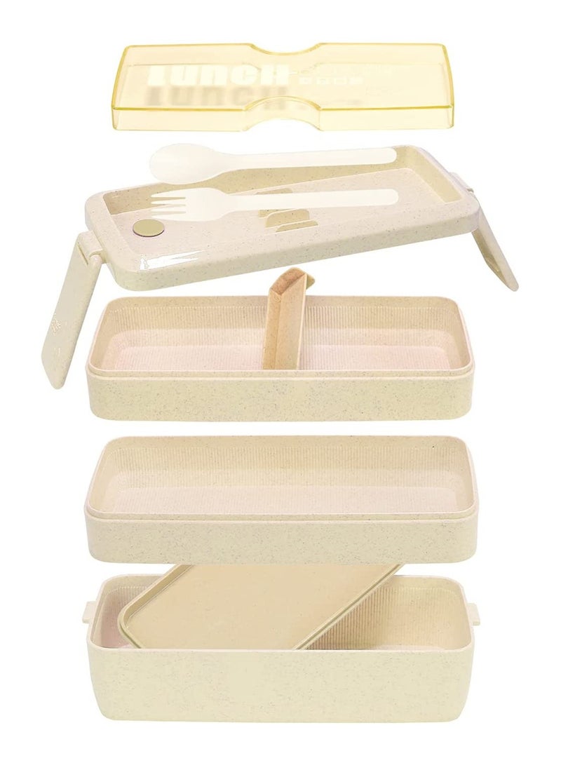 KASTWAVE Lunch Box, Bento Box Container Stackable 3-in-1 Compartment, BPA Free Food Storage Containers for Healthy Lunch and Snacks, Great Ideal for School Kids and Office Adults, Built-in Utensils - Image 1