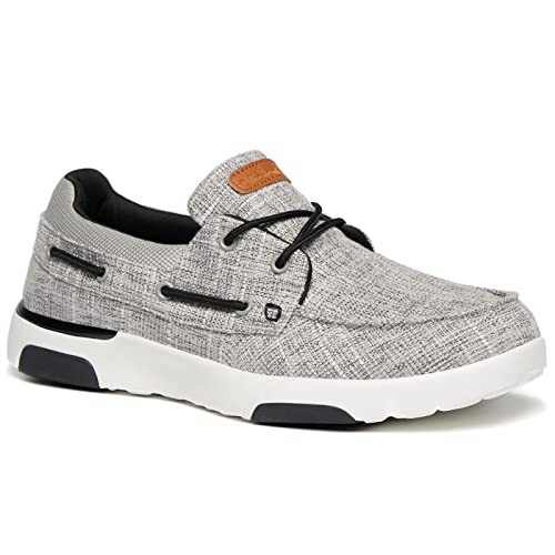 OrthoComfoot Men's Orthopedic Slip On Loafers Walking Shoes: Arch Support Boat Shoes for Plantar Fasciitis, Comfortable Walking Fashion Sneakers for Pain, Orthotics Slip-On Deck Loafers Light Grey Size 10 - Image 1