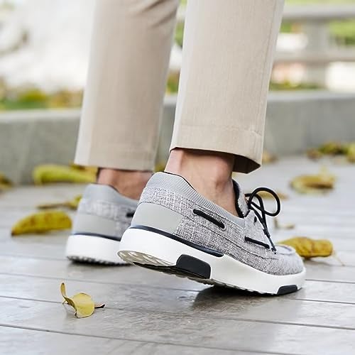 OrthoComfoot Men's Orthopedic Slip On Loafers Walking Shoes: Arch Support Boat Shoes for Plantar Fasciitis, Comfortable Walking Fashion Sneakers for Pain, Orthotics Slip-On Deck Loafers Light Grey Size 10 - Image 3