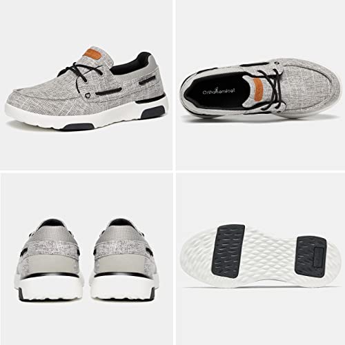 OrthoComfoot Men's Orthopedic Slip On Loafers Walking Shoes: Arch Support Boat Shoes for Plantar Fasciitis, Comfortable Walking Fashion Sneakers for Pain, Orthotics Slip-On Deck Loafers Light Grey Size 10 - Image 2