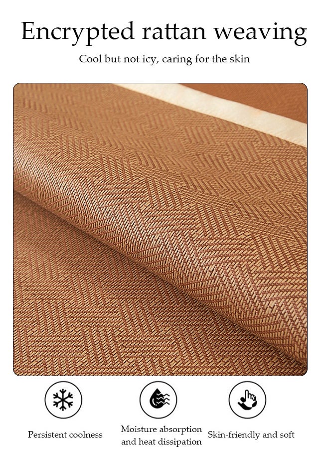 DUNISO Summer Sleeping Pad 3 Piece Set (1 Mattress + 2 Pillowcases) ，Ice Silk Cool Mat，Foldable Soft Cooling Mat，Antibacterial and Bacteriostatic,1.8*2.0M,Classic Grid Brown  - Image 3