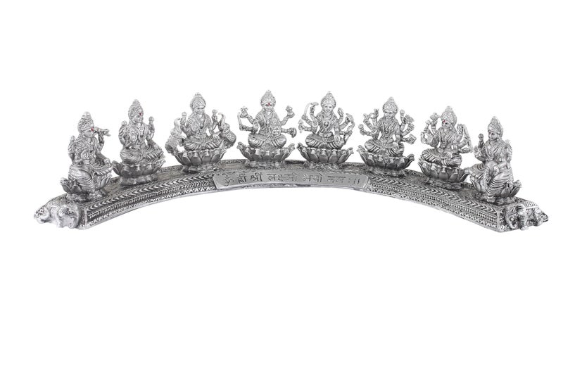 PRD CARATCAFE Silver Ashtalakshmi Idol Set Made in Pure 925 Solid Chandi Murti of Maa Astha Lakshmi. Antique Gift Item (128 to 132 GMS) - Image 2