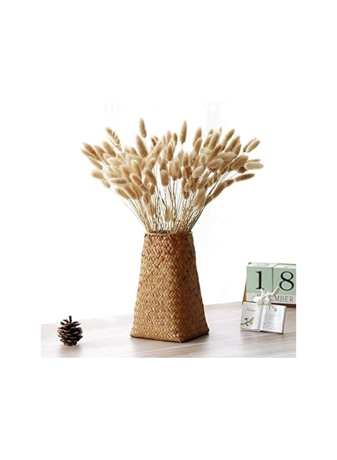 The Bros سلة نسج الطحالب البحرية الطبيعية، مزهرية القش الطبيعية، مزهرية الروطان الرعوية، مزهرية نسج الخيزران لترتيب الزهور، مزهرية زهور الجيبسوفيلا المجففة للتزيين - Image 3