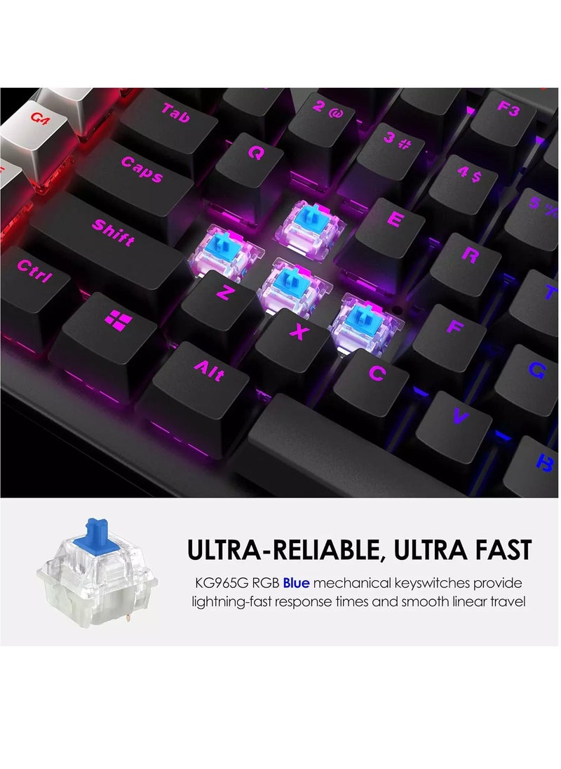MARVO - KG965G RGB Gaming Mechanical Keyboard – OUTEMU Blue Switch – Volume Wheel & Media Keys – Aluminium Frame – 2 USB Passthrough Port – Detchable Wrist - Image 1