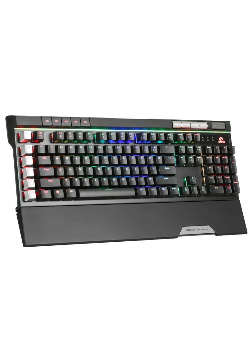 MARVO - KG965G RGB Gaming Mechanical Keyboard – OUTEMU Blue Switch – Volume Wheel & Media Keys – Aluminium Frame – 2 USB Passthrough Port – Detchable Wrist - Image 1
