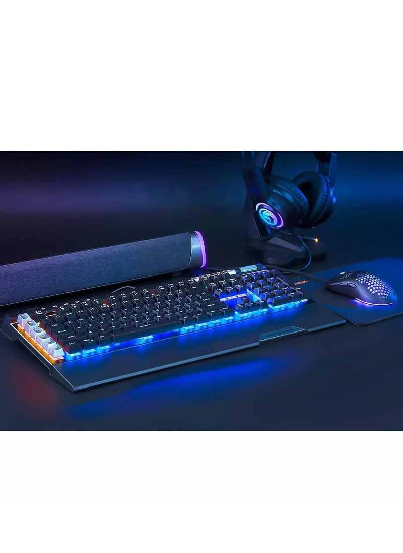 MARVO - KG965G RGB Gaming Mechanical Keyboard – OUTEMU Blue Switch – Volume Wheel & Media Keys – Aluminium Frame – 2 USB Passthrough Port – Detchable Wrist - Image 1