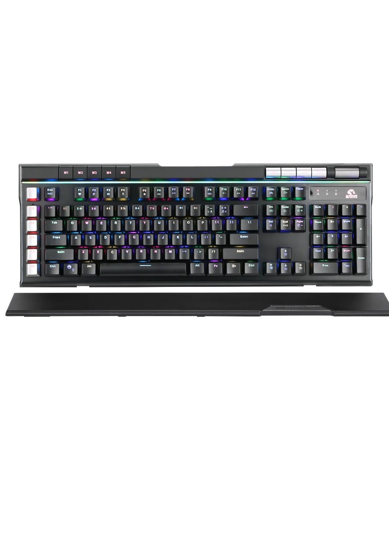 MARVO - KG965G RGB Gaming Mechanical Keyboard – OUTEMU Blue Switch – Volume Wheel & Media Keys – Aluminium Frame – 2 USB Passthrough Port – Detchable Wrist - Image 1