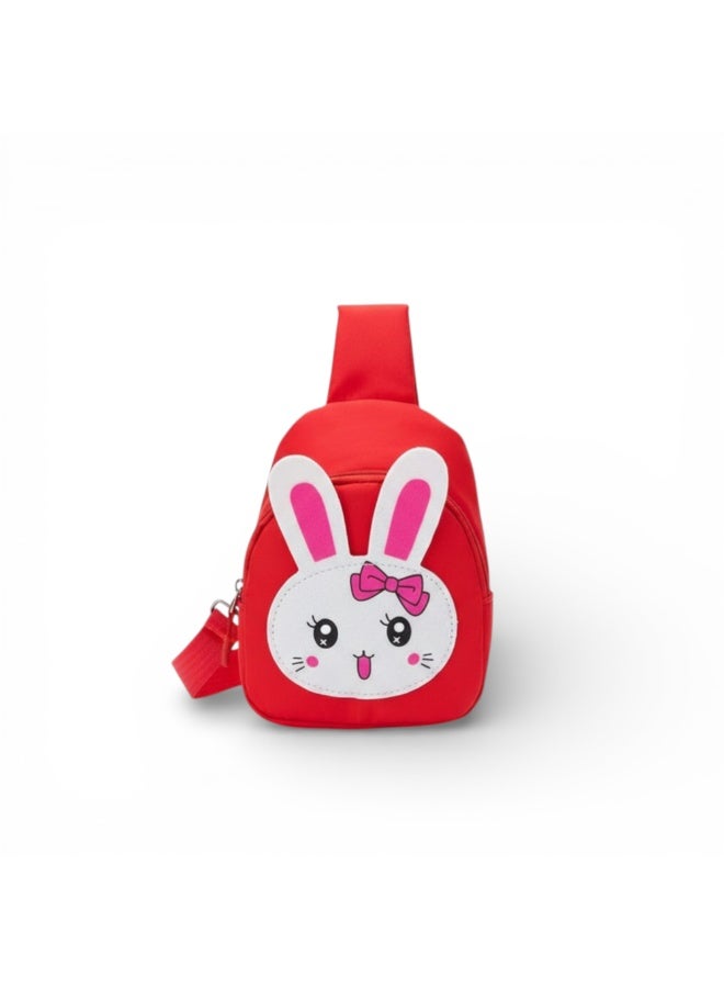 حقيبة KANAZ للأطفال مقاومة للماء، تصميم أرنب الأرنب، حقيبة كتف صغيرة للأطفال، حزام قابل للتعديل مع كرة صغيرة، A0099 Arnabah Bak (أحمر) - Image 2