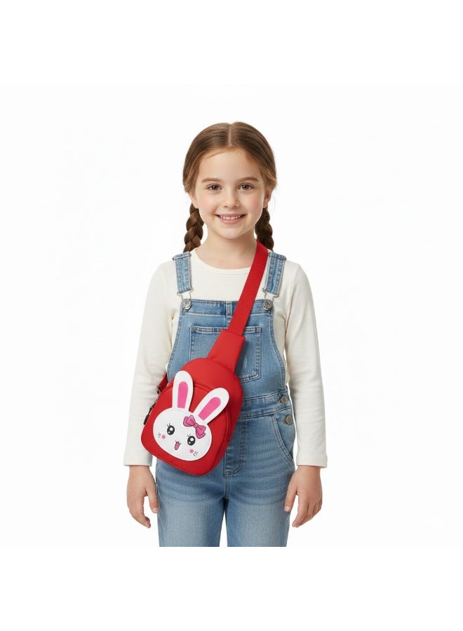حقيبة KANAZ للأطفال مقاومة للماء، تصميم أرنب الأرنب، حقيبة كتف صغيرة للأطفال، حزام قابل للتعديل مع كرة صغيرة، A0099 Arnabah Bak (أحمر) - Image 3