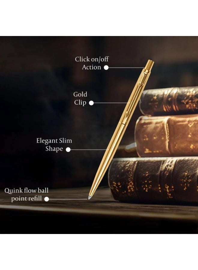 Parker Classic Gold Trim Ball Pen | Blue Ink | Ballpoint Pen for Smooth Writing | Iconic Parker Craftsmanship | Premium Gifting Choice - Image 3