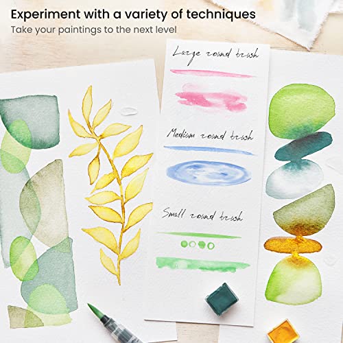ARTEZA Water Brush Pen, Set of 4, Assorted Soft Nylon Bristle Tips, Self-Moistening Water Brush, Refillable Water Pen - Image 4