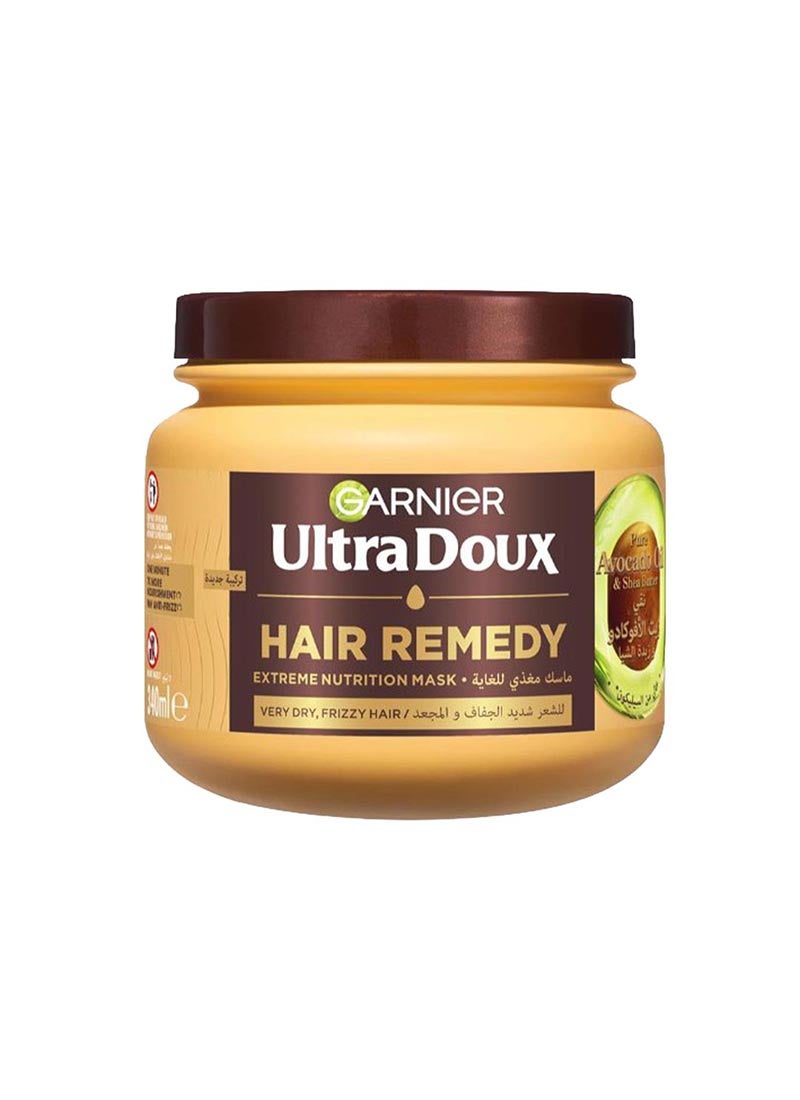 garnier قناع مغذي للشعر بزيت الأفوكادو وزبدة الشيا من ألترا دوكس للشعر الجاف جدًا والمجعد 340 مل - Image 1