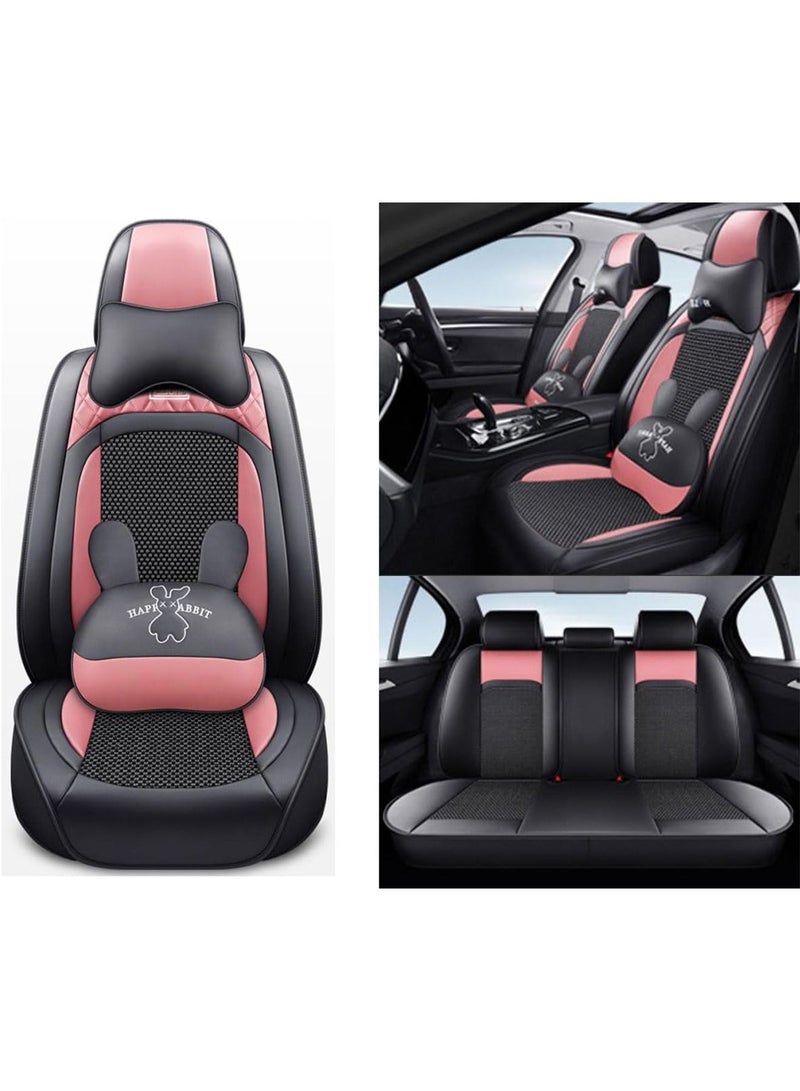 GT-Wheel Summer Luxury PU Leather Car Seat Cover Full Set Breathable Universal Fit for 5 Seat Vehicles with Pillows - Image 1