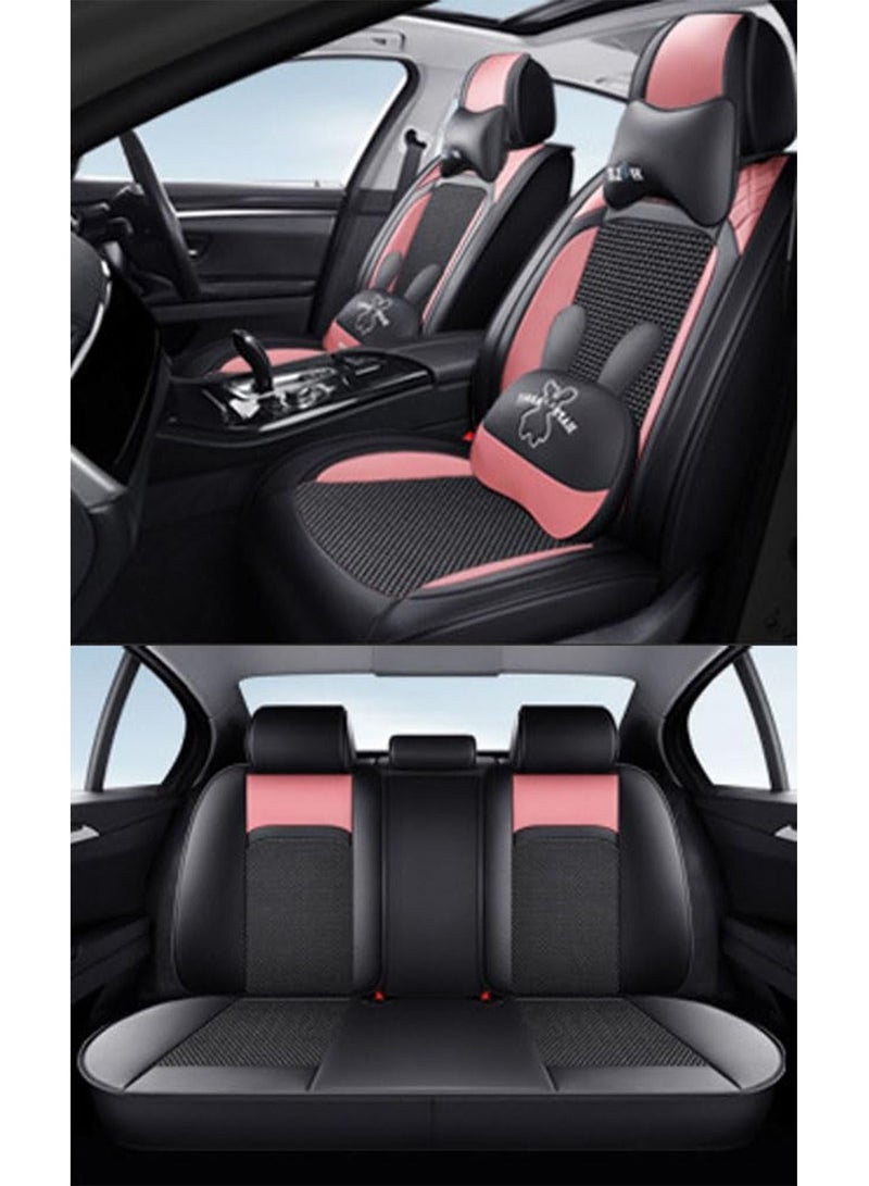 GT-Wheel Summer Luxury PU Leather Car Seat Cover Full Set Breathable Universal Fit for 5 Seat Vehicles with Pillows - Image 2
