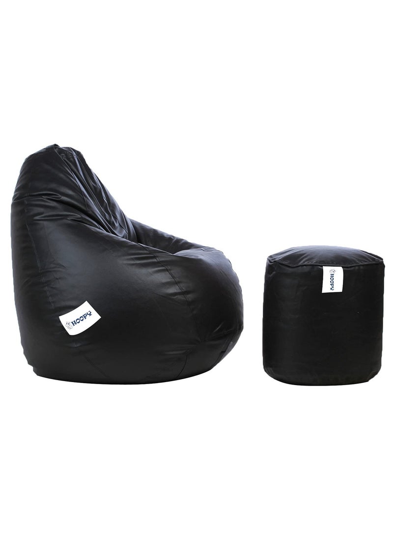 HOOPY Hoopy Classic Bean Bag Cover with Pouffe Cover without Beans XXL Black Ideal for Office and Home Use Premium Fabric Craftsmanship  - Image 3