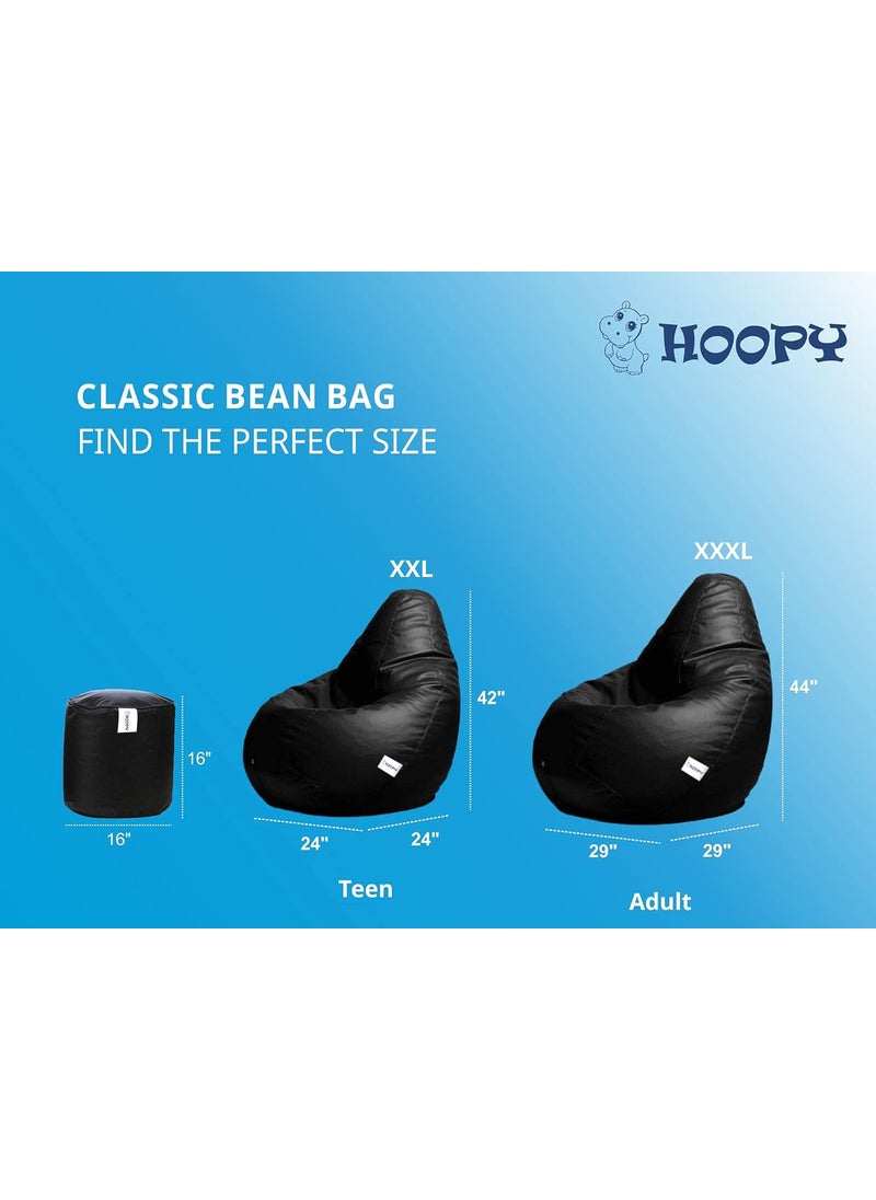 HOOPY Hoopy Classic Bean Bag Cover with Pouffe Cover without Beans XXL Black Ideal for Office and Home Use Premium Fabric Craftsmanship  - Image 2