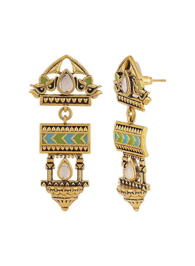 VOYLLA Gwalior Gold Toned Jharokha Motifs Necklace Set