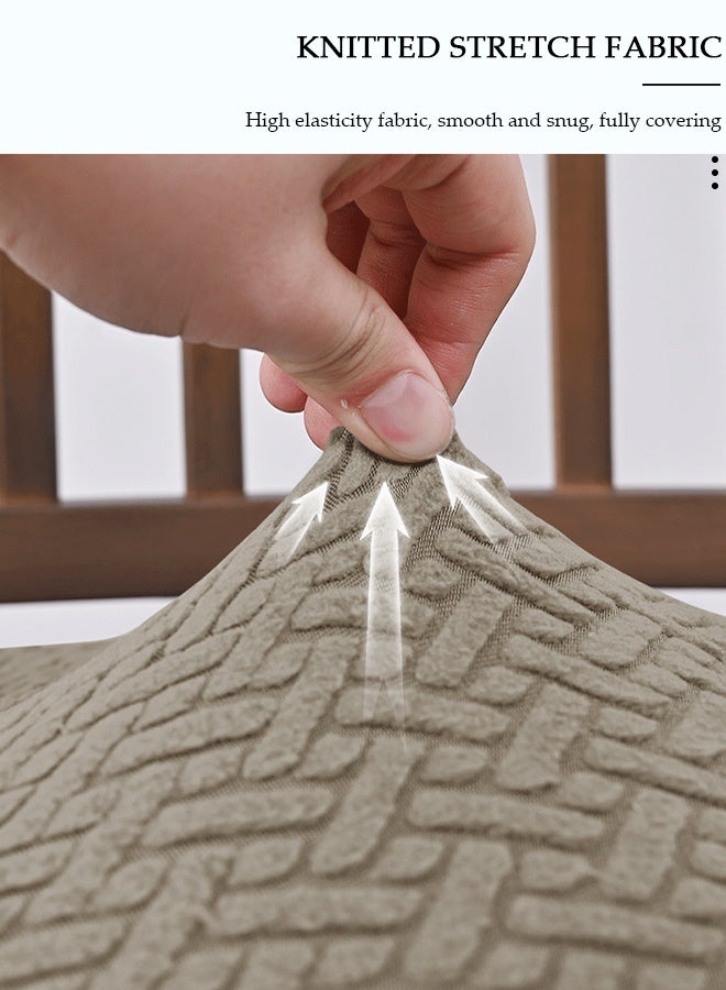 DUNISO 4 Pack Non Slip Stretch Jacquard Dining Chair Seat Cover, Khaki Washable Wear Resistant Furniture Protector for Solid Wood Kitchen Dining Chairs - Image 5