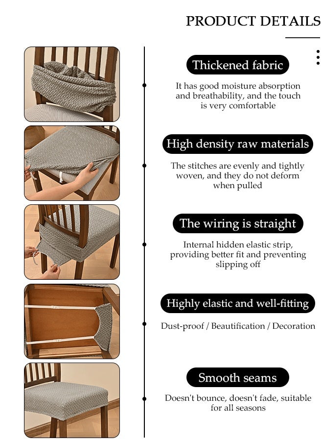 DUNISO 4 Pack Non Slip Stretch Jacquard Dining Chair Seat Cover, Khaki Washable Wear Resistant Furniture Protector for Solid Wood Kitchen Dining Chairs - Image 3