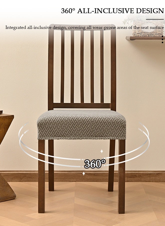 DUNISO 4 Pack Non Slip Stretch Jacquard Dining Chair Seat Cover, Khaki Washable Wear Resistant Furniture Protector for Solid Wood Kitchen Dining Chairs - Image 4